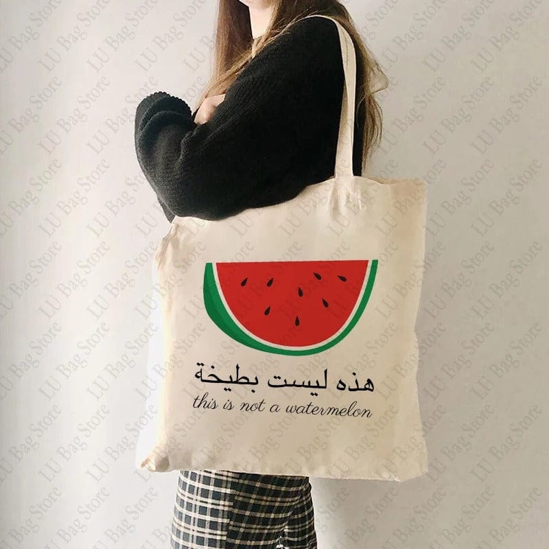 This Is Not A Watermelon" Magritte Parody Tote Bag – Peace Canvas Reusable Shopping