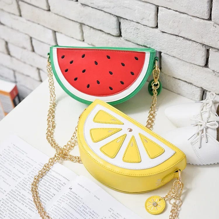 Lemon Fruit Shape Crossbody Bag – Mini Wallet Purse with Chain Shoulder Strap for Ladies